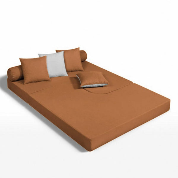 Banquette lit d'angle Salza en coton écureuil