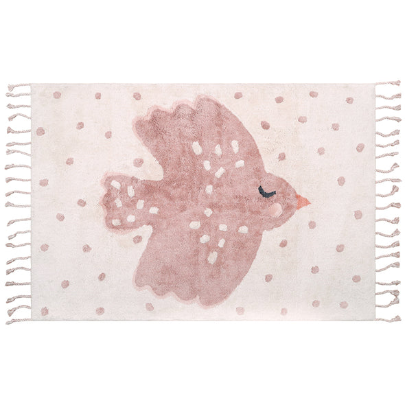 Tapis enfants oiseaux rose blush Shur