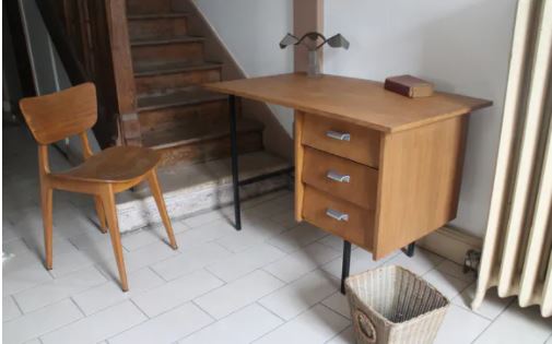 Bureau vintage Steyr en bois et métal