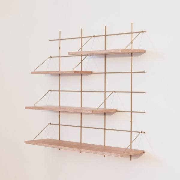 Etagère murale, ALPHEE, chêne et laiton