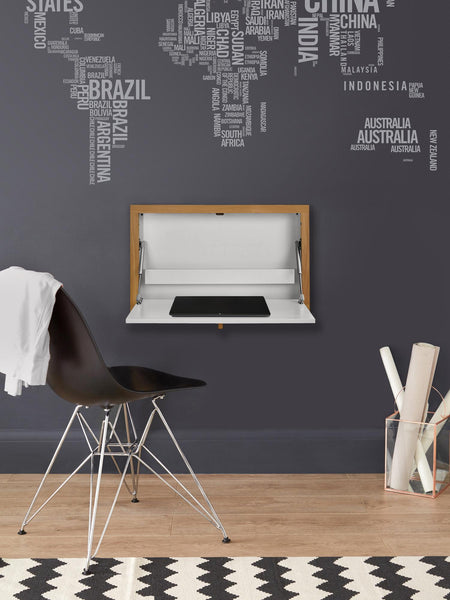 DE - Bureau mural Blau blanc et naturel