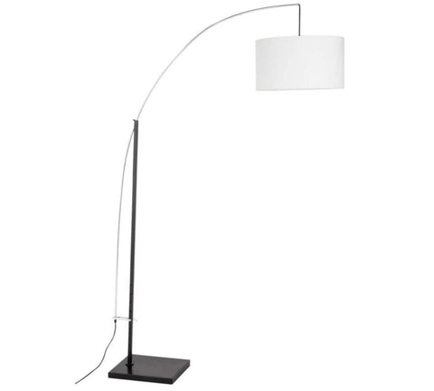 Lampadaire Hasbani, en métal et coton blanc