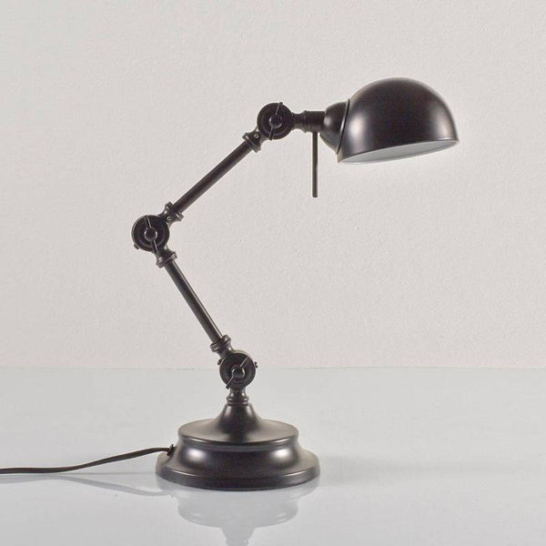 Lampe de bureau Liao, métal noir mat, style industriel