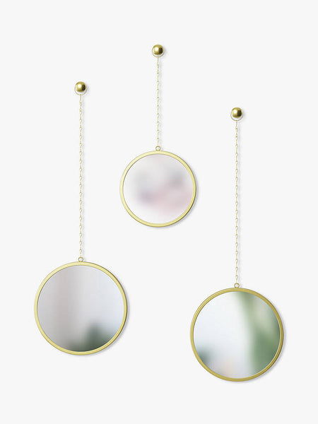 GB - Set de 3 miroirs Cocker en métal doré