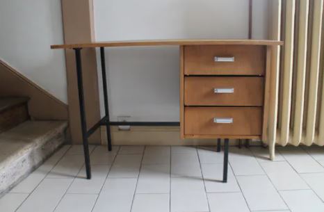 Bureau vintage Steyr en bois et métal