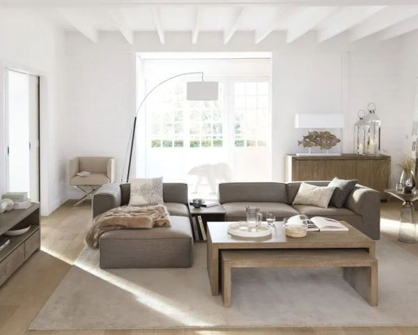 Lampadaire Hasbani, en métal et coton blanc