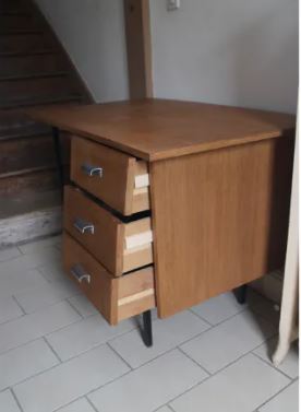 Bureau vintage Steyr en bois et métal