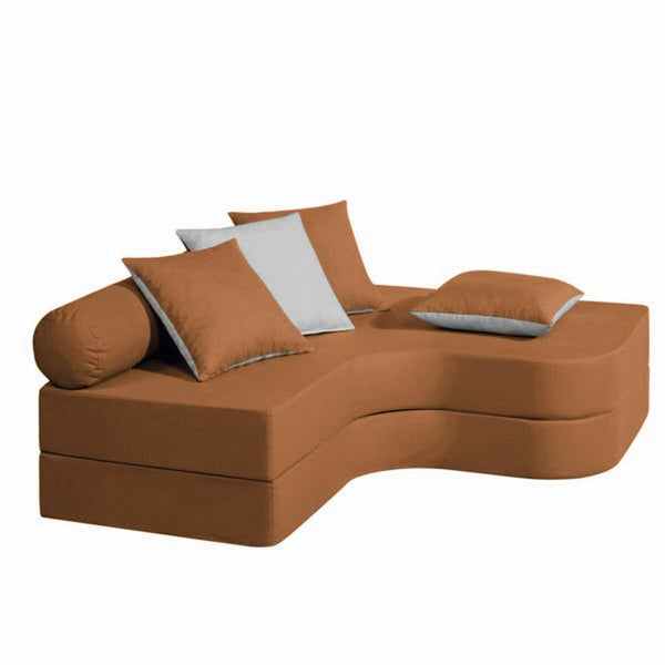 Banquette lit d'angle Salza en coton écureuil