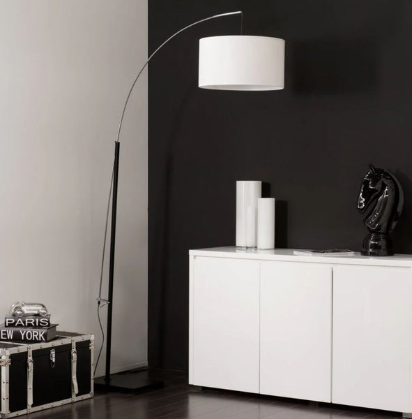 Lampadaire Hasbani, en métal et coton blanc