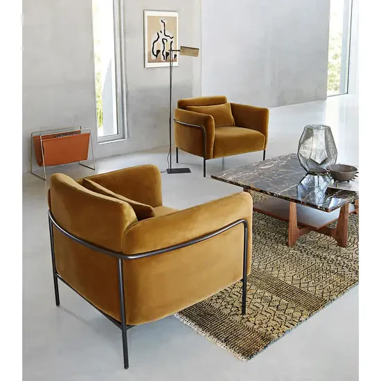 SP Fauteuil Vaupes en velours caramel