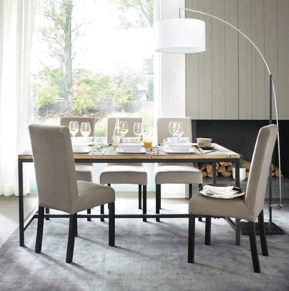 Lampadaire Hasbani, en métal et coton blanc