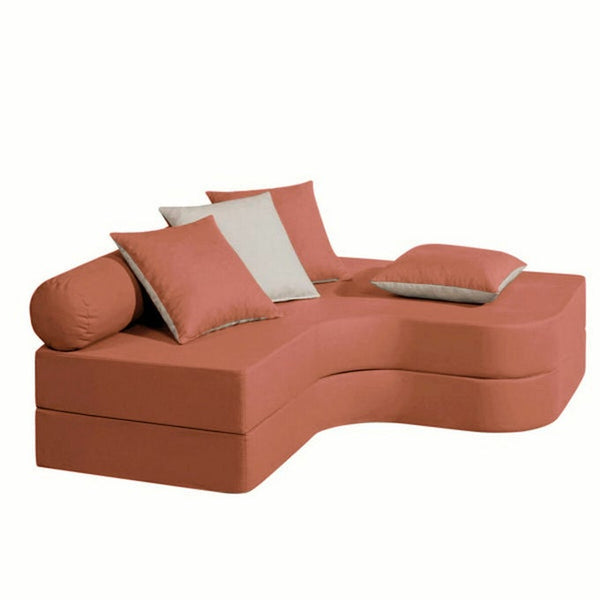 Banquette lit d'angle Salza en coton terracotta