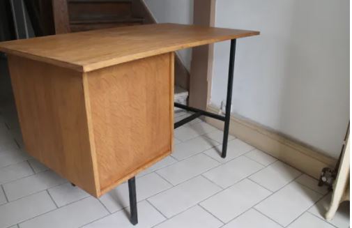 Bureau vintage Steyr en bois et métal