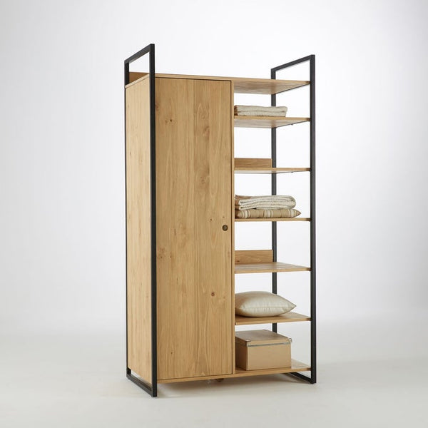 Armoire penderie Meng pin et métal