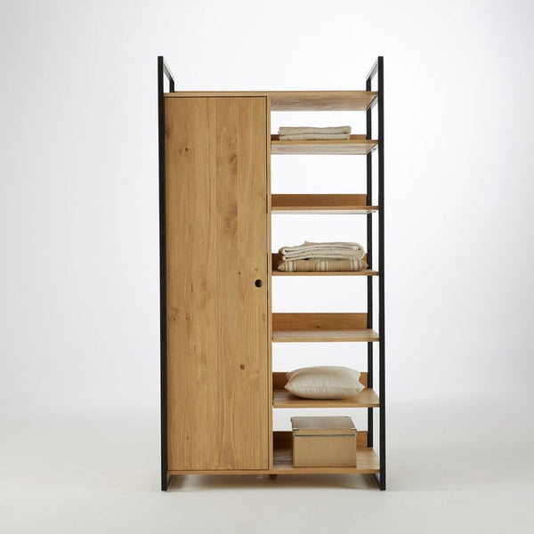 Armoire penderie Meng pin et métal