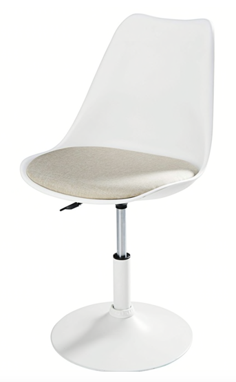 Chaise de bureau Fortuna en métal blanc tissu beige