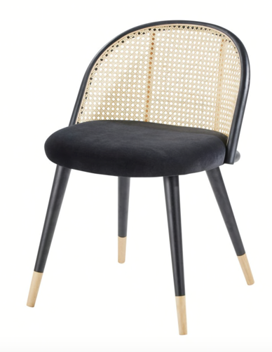 Chaise Laca en cannage et velours