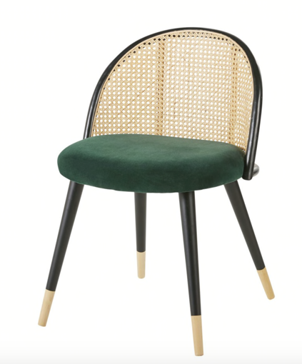 Chaise Laca en cannage et velours