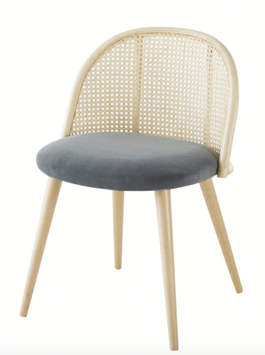 Chaise Laca en cannage et velours