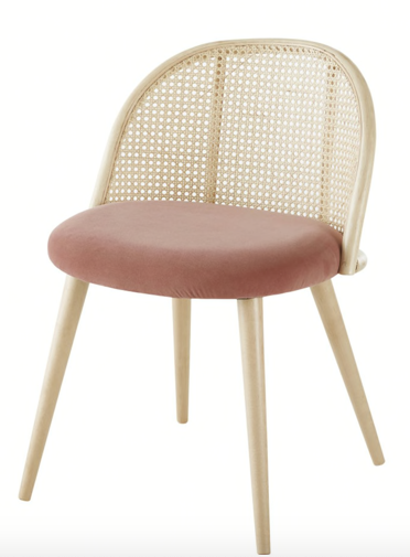 Chaise Laca en cannage et velours