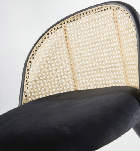 Chaise Laca en cannage et velours