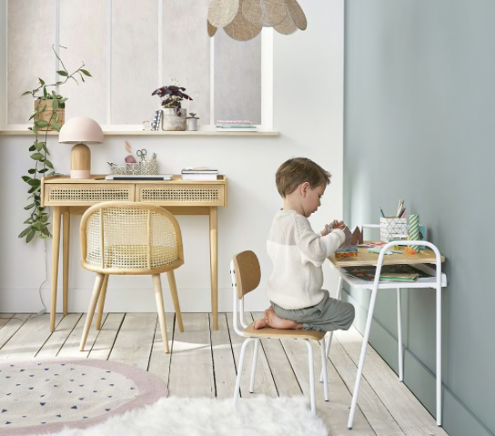 Chaise Laca en cannage et velours