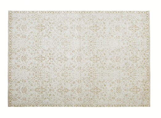 Tapis Aguarica en coton écru et motif lurex doré