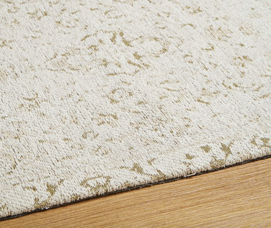 Tapis Aguarica en coton écru et motif lurex doré