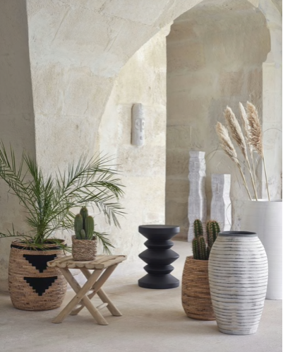 Tabouret Morona en teck brut