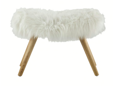 Tabouret Santiago en fausse fourrure et sapin