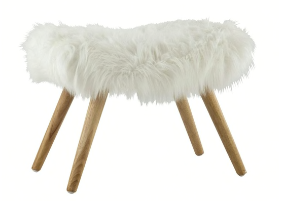 Tabouret Santiago en fausse fourrure et sapin