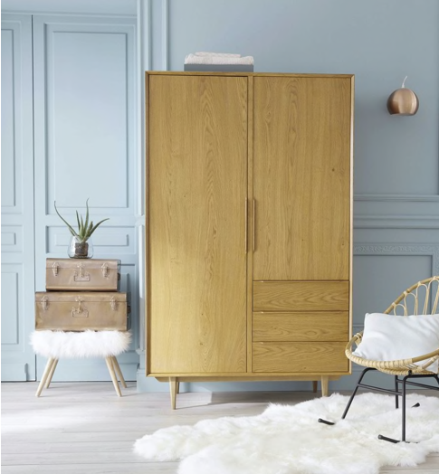 Tabouret Santiago en fausse fourrure et sapin