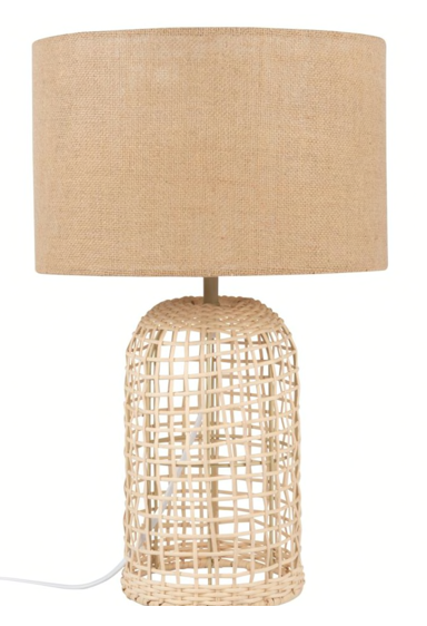 Lampe Meribe en rotin tressé et lin