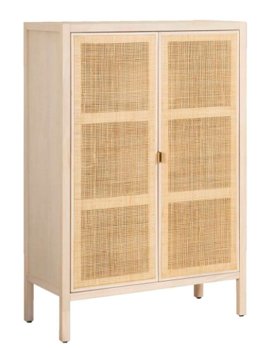 NL - Bibliothèque basse Cötel en bois et roseau