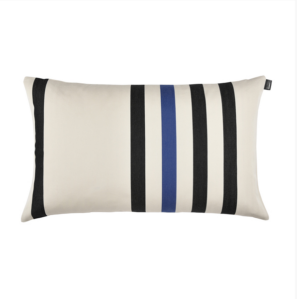 Coussin Plataniko en coton rayé bleu