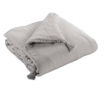 Couvre-lit Reuss en gaze de coton gris