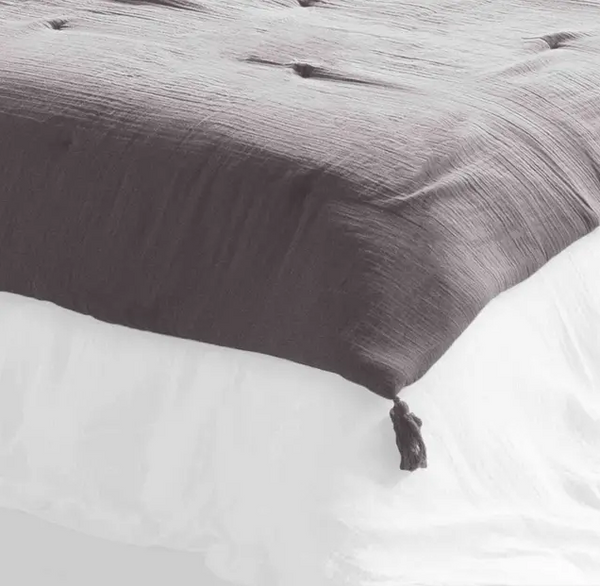Couvre-lit Reuss en gaze de coton anthracite