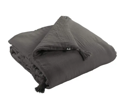 Couvre-lit Reuss en gaze de coton anthracite