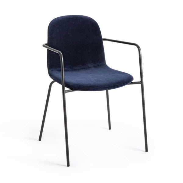 Fauteuil Curaco en acier et velours