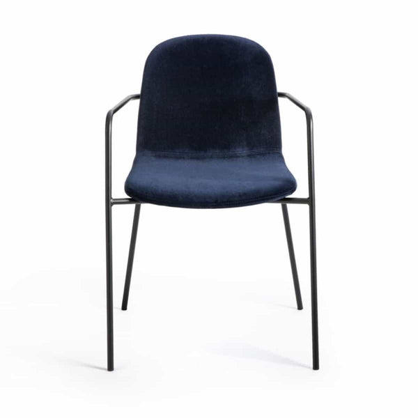 Fauteuil Curaco en acier et velours