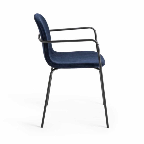 Fauteuil Curaco en acier et velours