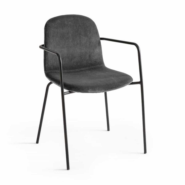 Fauteuil Curaco en acier et velours