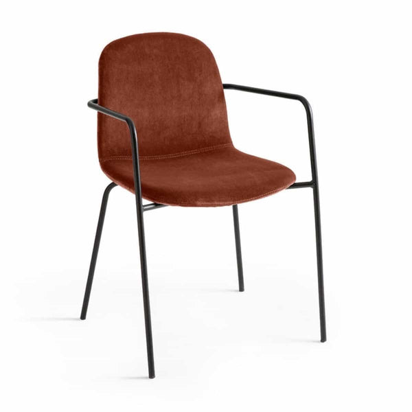Fauteuil Curaco en acier et velours