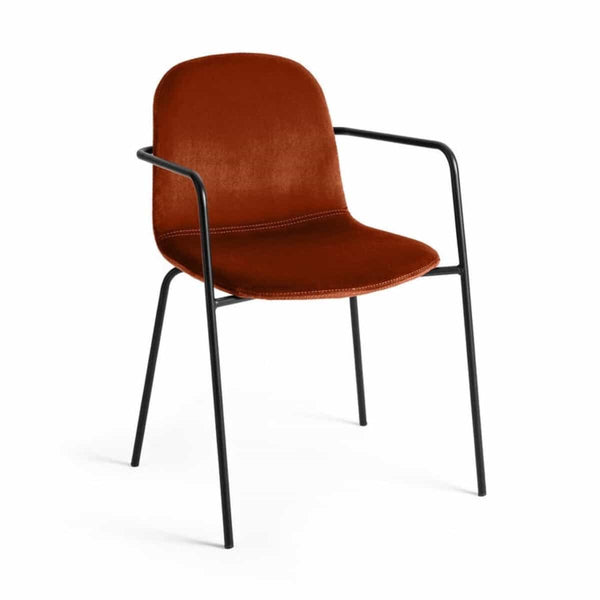 Fauteuil Curaco en acier et velours