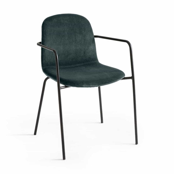 Fauteuil Curaco en acier et velours