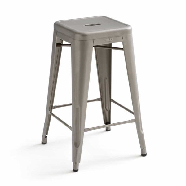 Lot de 2 tabourets haut Isch acier verni satiné