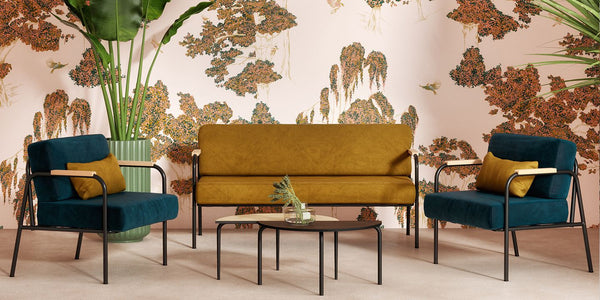 Fauteuil Yari en velours ocre