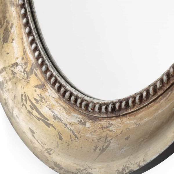 Miroir rond Restonica doré vielli