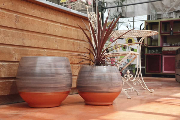 Pot et soucoupe Bahia en terre cuite terracotta