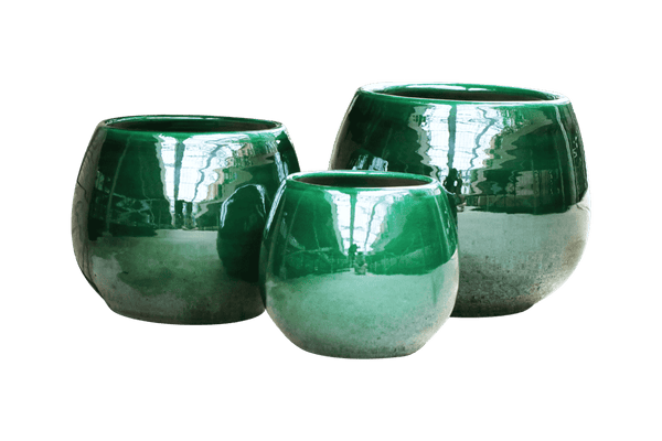 Pot et soucoupe Cancale en terre cuite jade